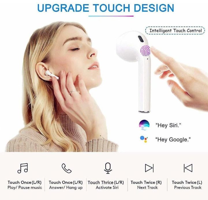 Bluetooth 5.0 Wireless Earphones Compatible with IOS + Android, with Built-in Microphone & Protective Case Charging Box - UKTechaccessories