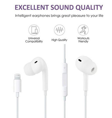 Bluetooth Wired Earphones for Apple iPhone with Mic and Volume - UKTechaccessories