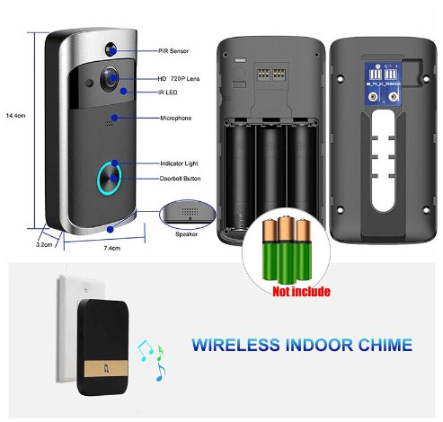 Smart Wireless Wifi Video Doorbell Free Hole Anti-theft Monitoring Doorbell - UKTechaccessories