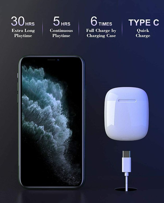 True Bluetooth 5.0 Wireless Earbuds In-Ear Pods For iOS + Android - UKTechaccessories